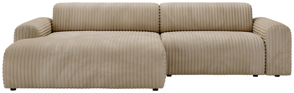 Lewostronny beżowy nowoczesny narożnik do salonu sztruksowy SEFO