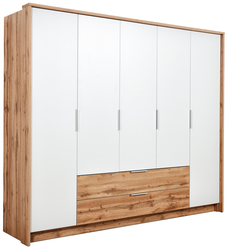 Duża szafa pięciodrzwiowa z półkami i szufladami 255 cm VELAR