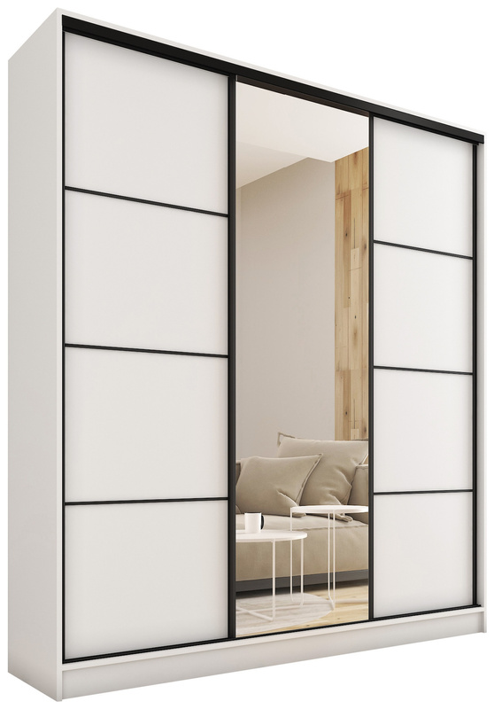 Biała wysoka szafa przesuwna z lustrem 180 cm LOFT MAX