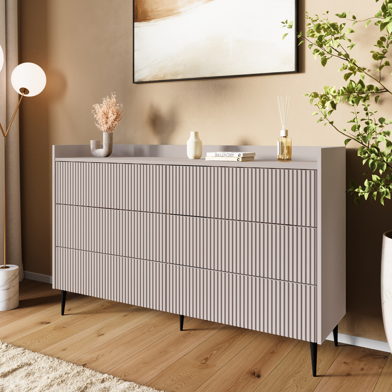 Nowoczesna komoda z szufladami na nóżkach 150 cm kaszmir ASPERO