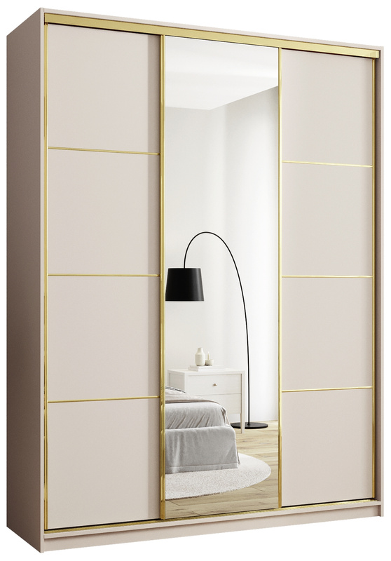 Nowoczesna szafa z lustrem do sypialni 180 cm GOLD NEW MAX