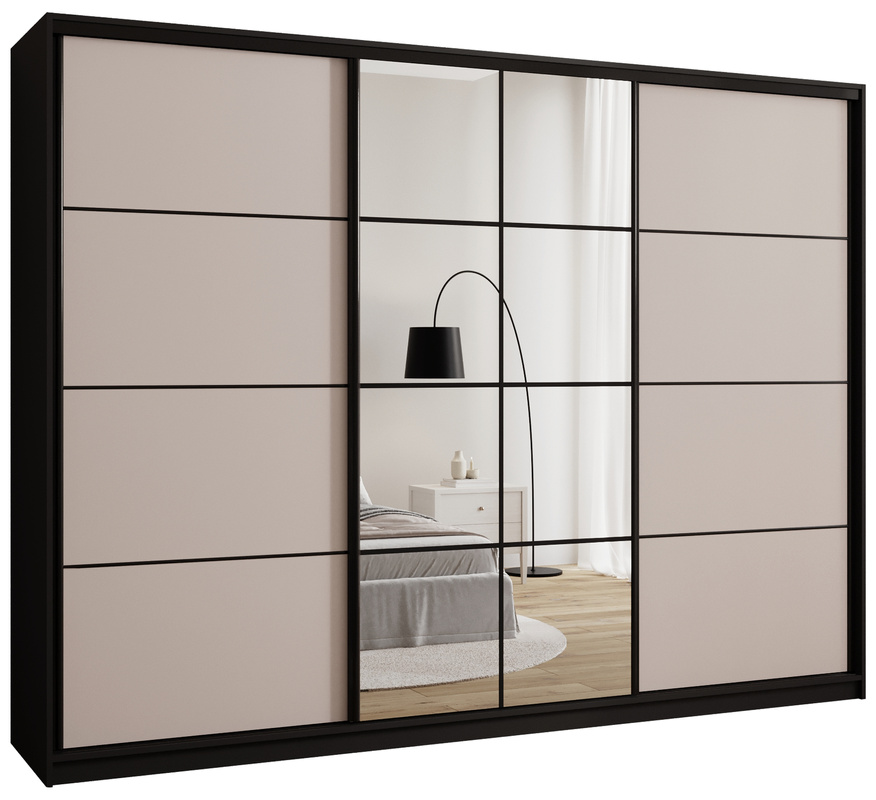 Szafa przesuwna z lustrem i szufladami 280 cm do sypialni EDGE