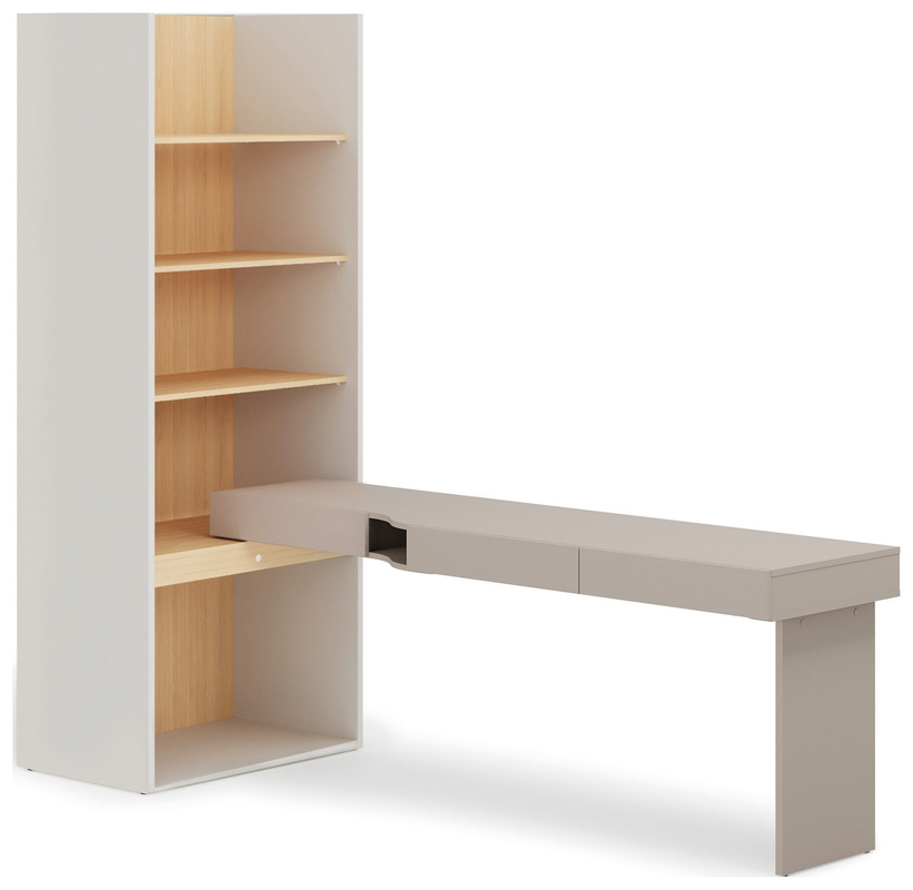 Regał z biurkiem prawym do pokoju młodzieżowego WOOW dąb vincenza