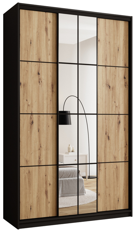 Loftowa szafa przesuwna 150 cm z lustrem i półkami EDGE MAX