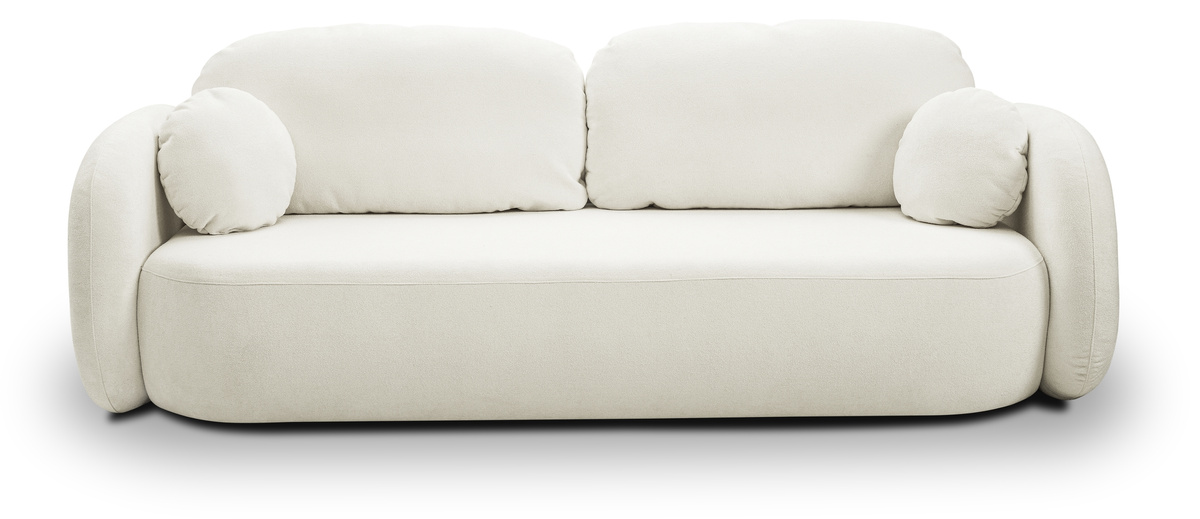 Beżowa kanapa do salonu rozkładana z funkcją spania OMERO