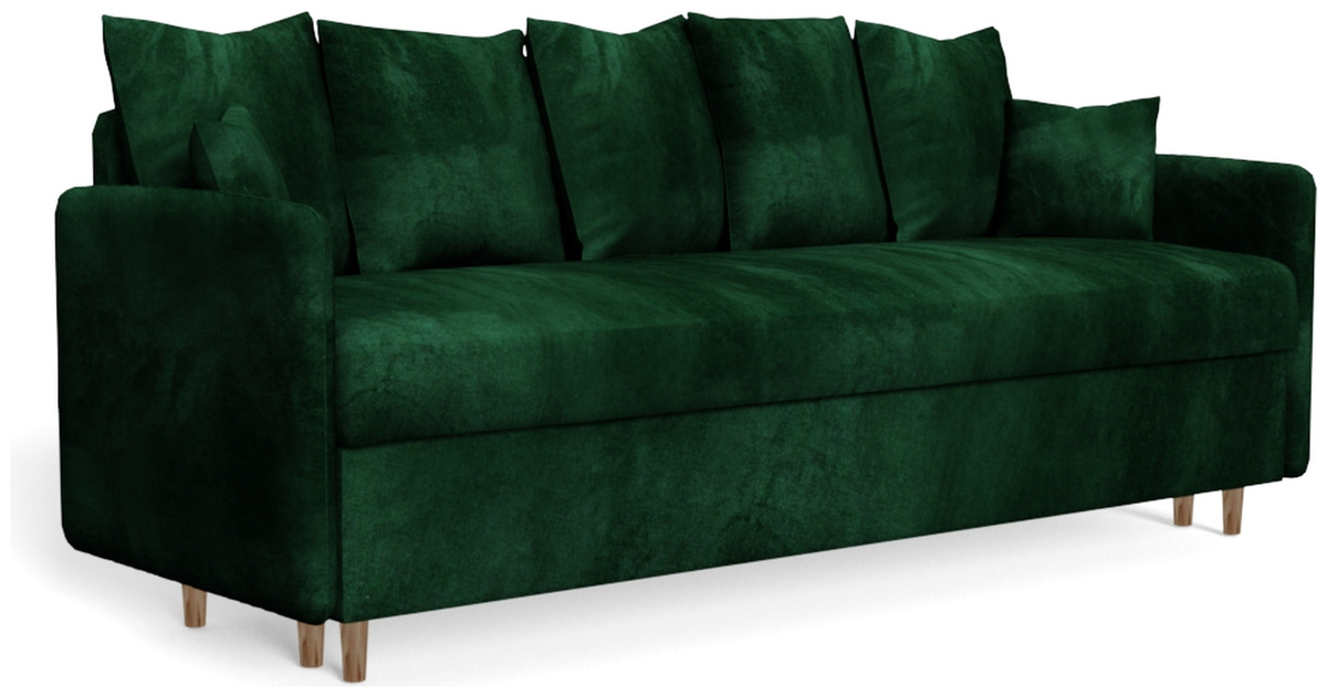 Trzyosobowa kanapa z funkcją spania do salonu GRATO butelkowa zieleń