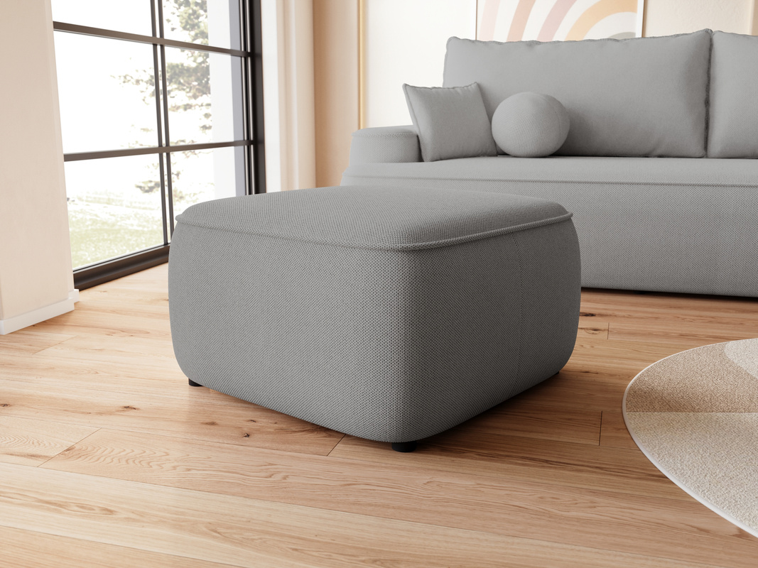 Szara nowoczesna pufa do salonu CARMELLO
