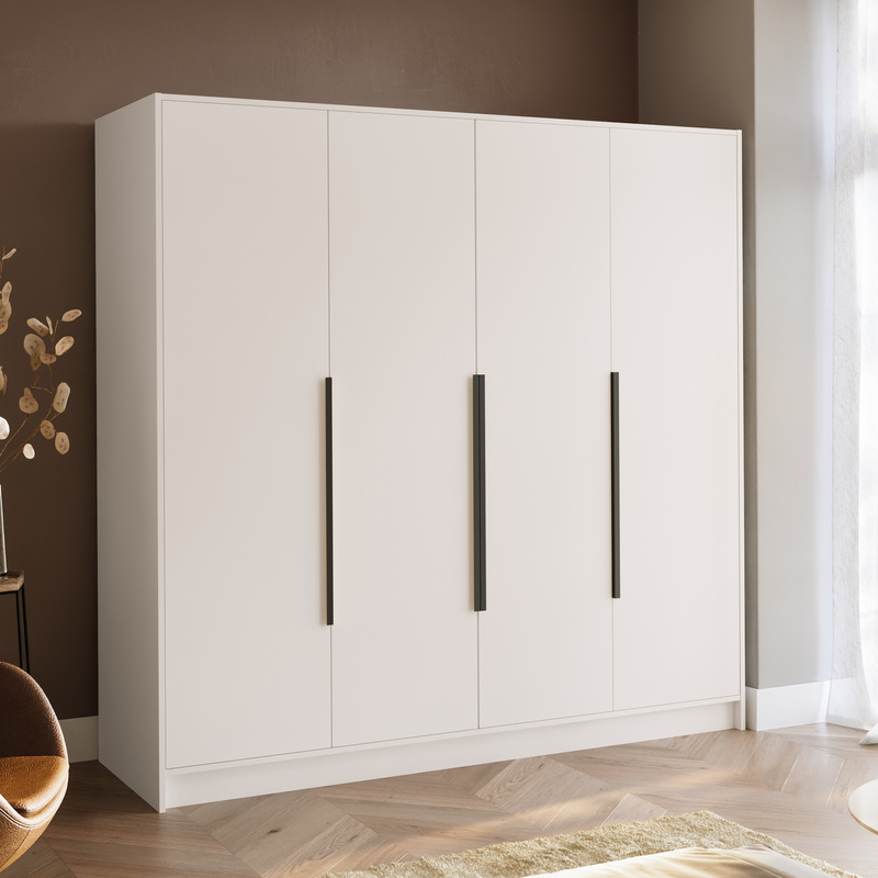 Duża szafa do sypialni 200 cm z półkami LESTO biały