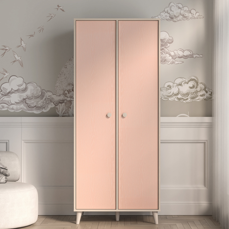 Szafa dwudrzwiowa 80 cm z półkami i drążkiem do pokoju młodzieżowego MERLO