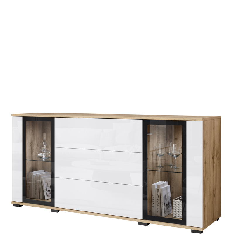 Komoda z szufladami 150 cm do salonu CAVIO biały połysk