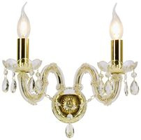 Złoty kinkiet kryształowy ścienny podwójny do salonu MARIA TERESA