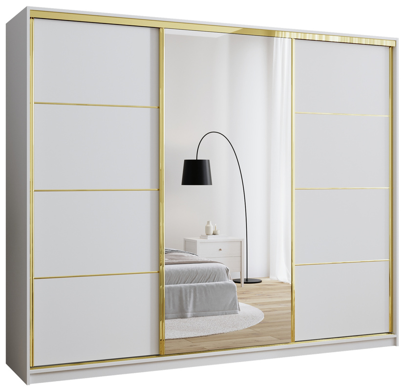 Szafa garderoba 250 cm GOLD NEW z lustrem