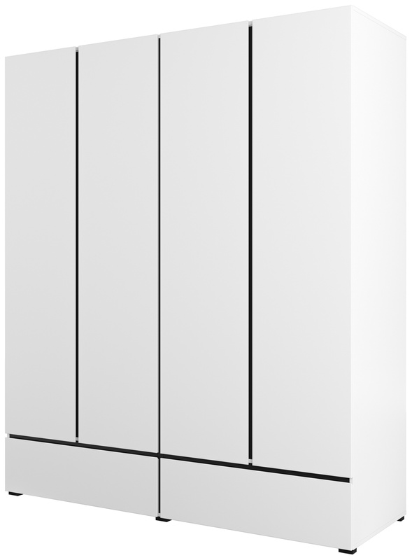 Duża czterodrzwiowa biała szafa do sypialni 180 cm CROSS