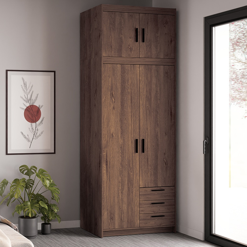 Zestaw szafa z nadstawką do garderoby dąb lefkas z szufladami KUBA