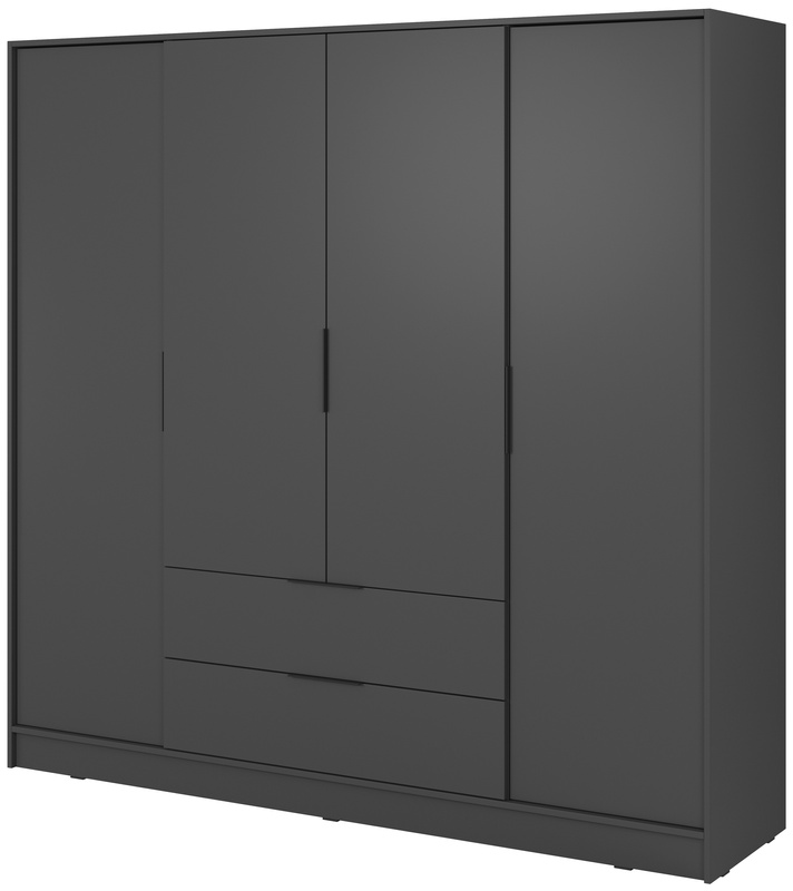 Grafitowa szafa uchylna z półkami i drążkiem 206 cm KAMIS