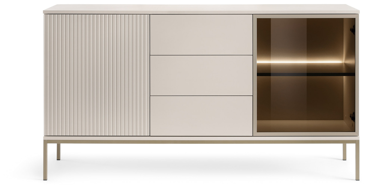 Nowoczesna komoda z witryną i szufladami do salonu SEWILLA