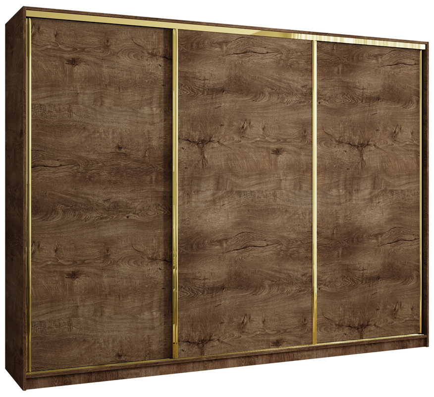 Pojemna szafa przesuwna 280 cm z szufladami GOLD NEW glamour