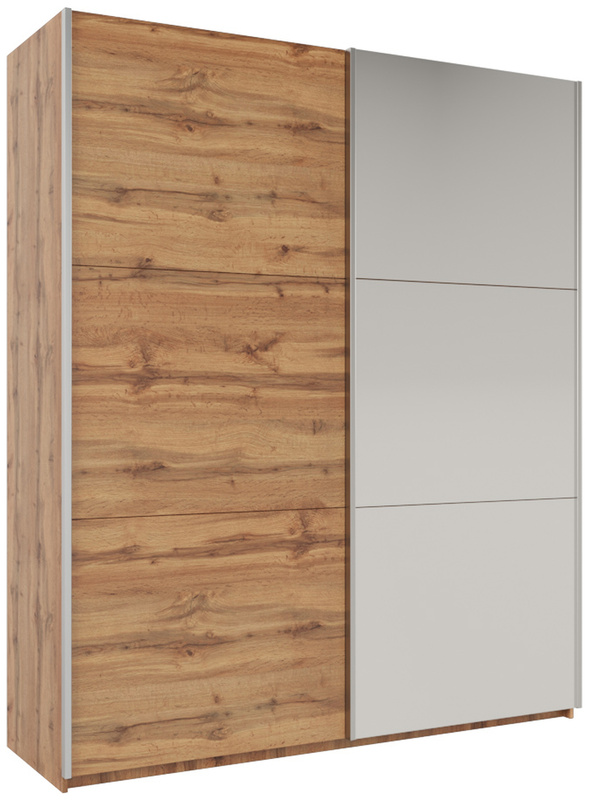 Wysoka szafa przesuwna z lustrem 200 cm RUBIN dąb wotan