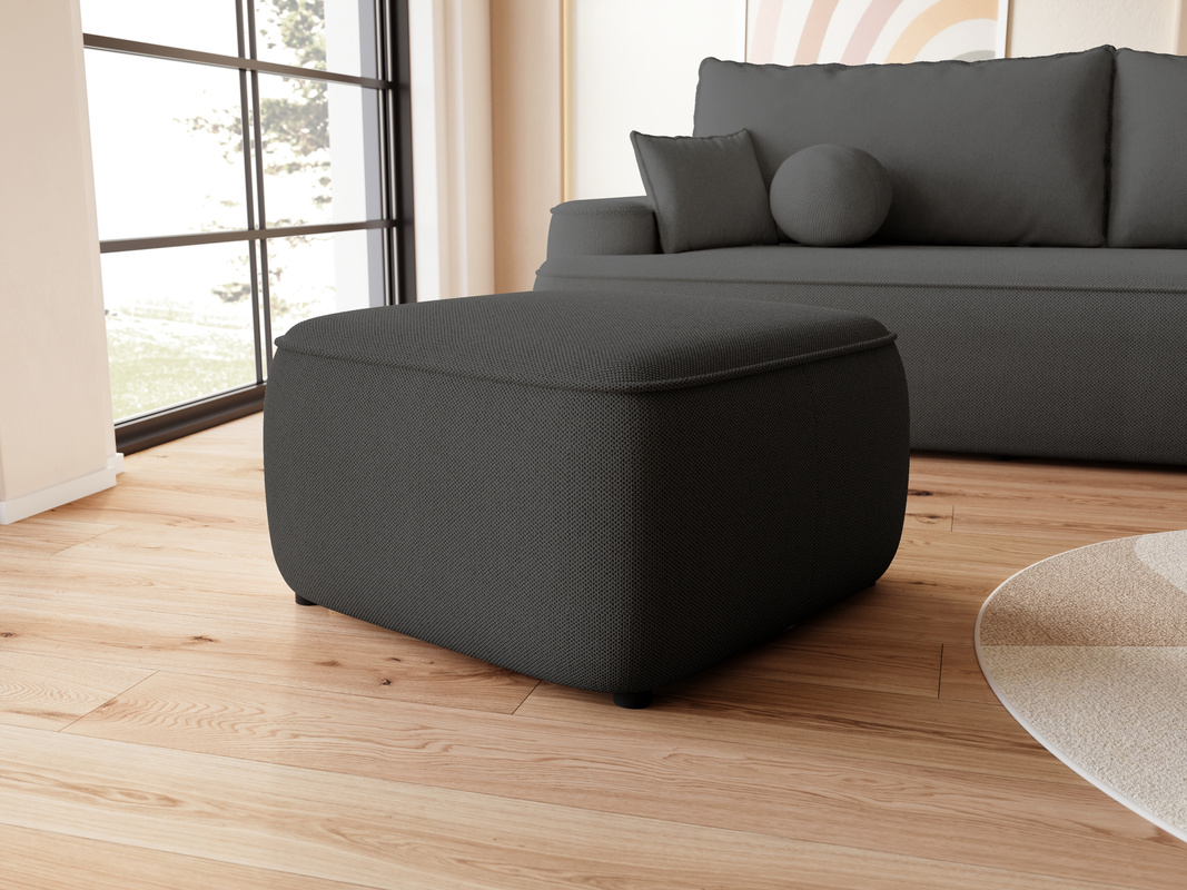 Ciemnoszara nowoczesna pufa do salonu CARMELLO