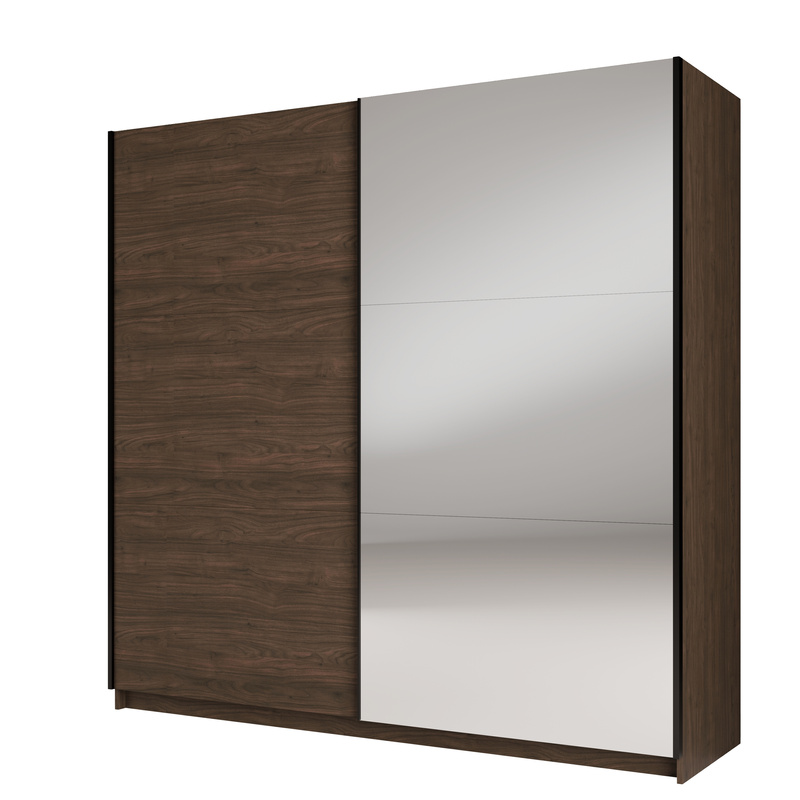 Szafa przesuwna z lustrem 200 cm do sypialni ARLEN orzech