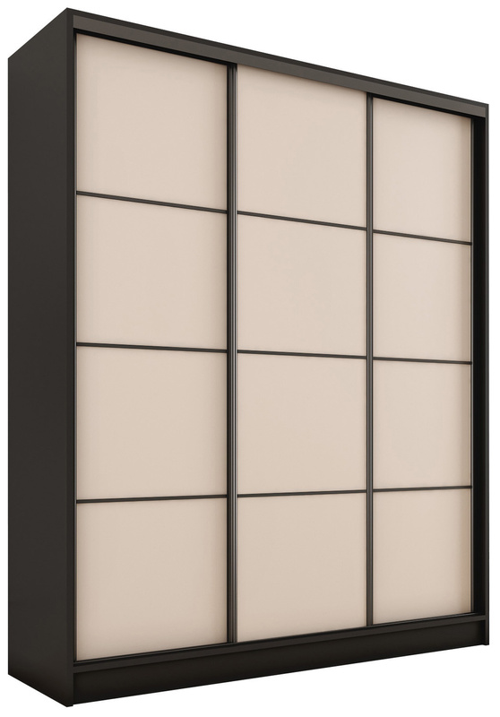 Pojemna trzydrzwiowa szafa przesuwna 180 cm LOFT MAX beż piaskowy