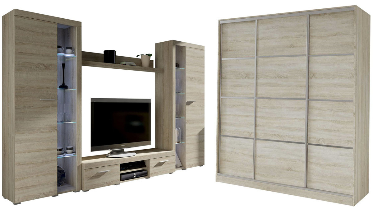 Meblościanka do salonu SAMBA BIG Szafa przesuwna 180 cm TOP