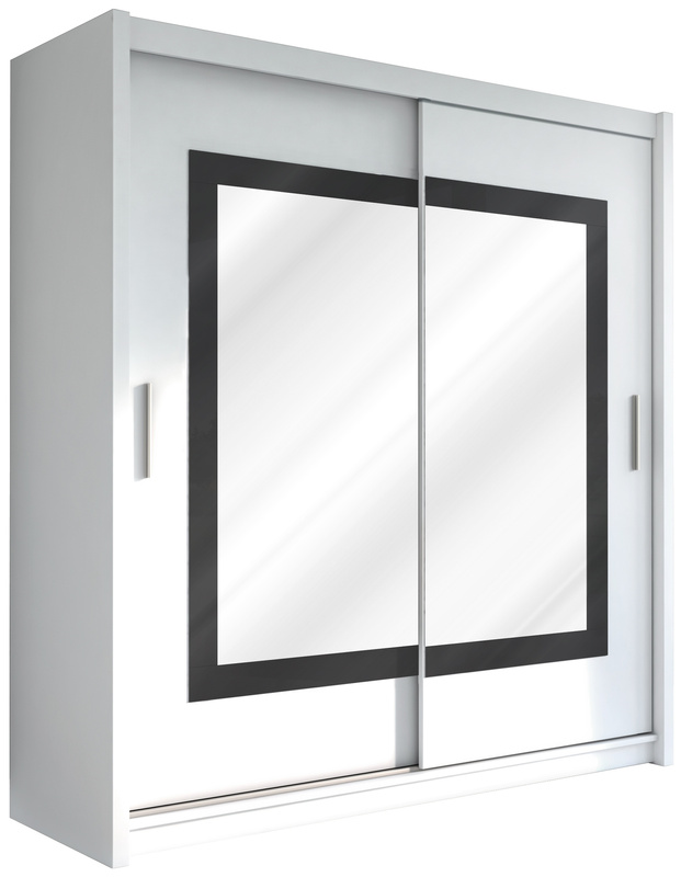 Biała dwudrzwiowa szafa przesuwna 203 cm z lustrem PROTON
