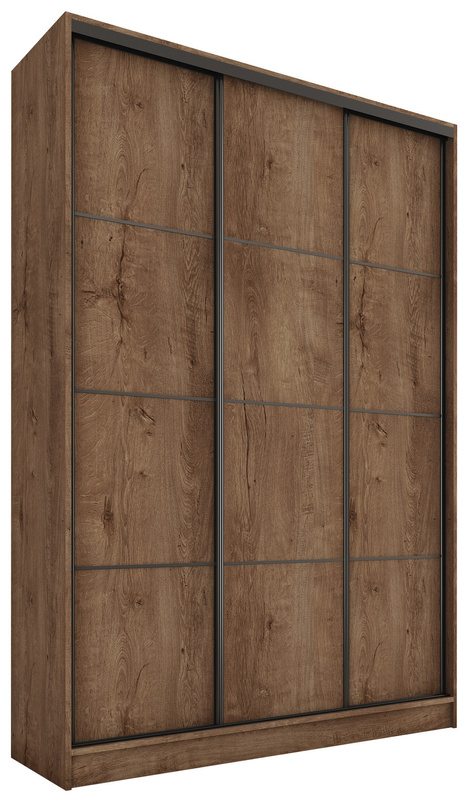 Trzydrzwiowa szafa przesuwna z półkami 150 cm LOFT MAX dąb lefkas