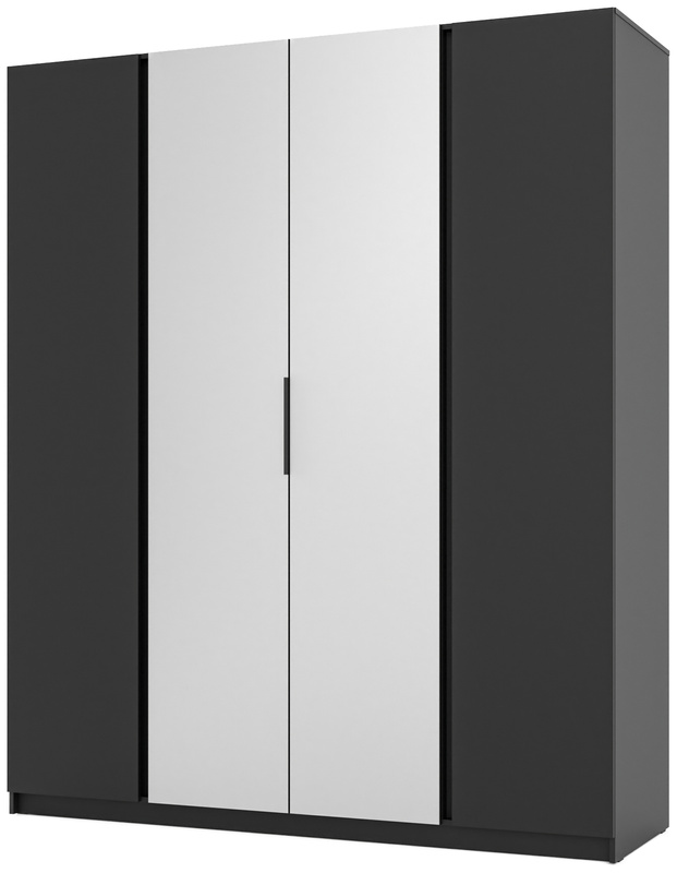 Czarna szafa z lustrem i półkami 200 cm KARAT