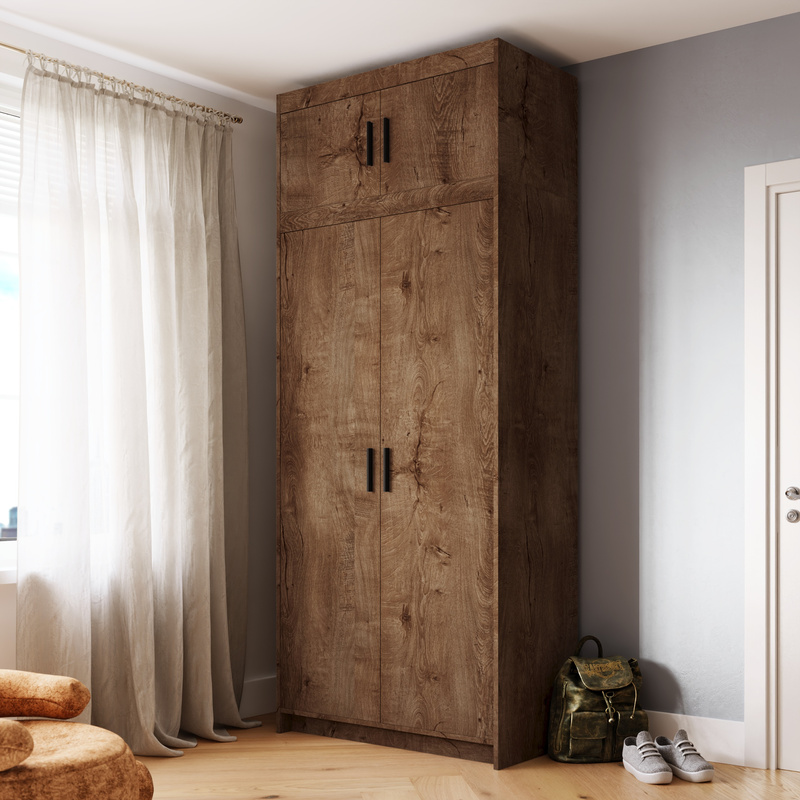 Dwudrzwiowa modułowa szafa z nadstawką dąb lefkas KUBA