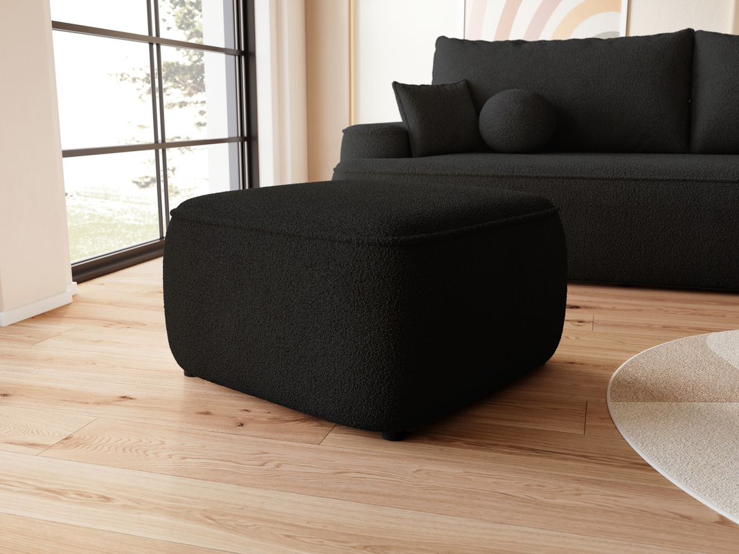 Nowoczesna czarna pufa boucle do salonu CARMELLO