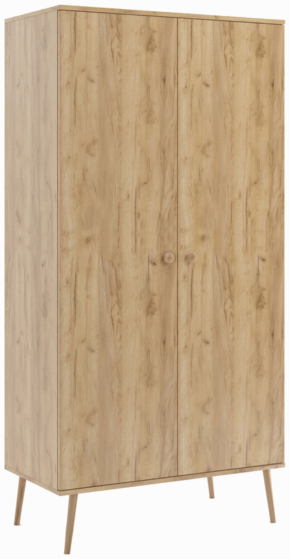 Nowoczesna szafa 100 cm dwudrzwiowa z drążkiem BONE dąb craft