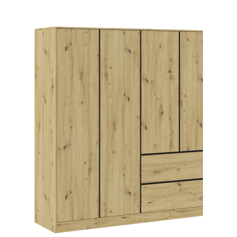 Szafa 195 cm z półkami i szufladami do sypialni BALVIO dąb artisan