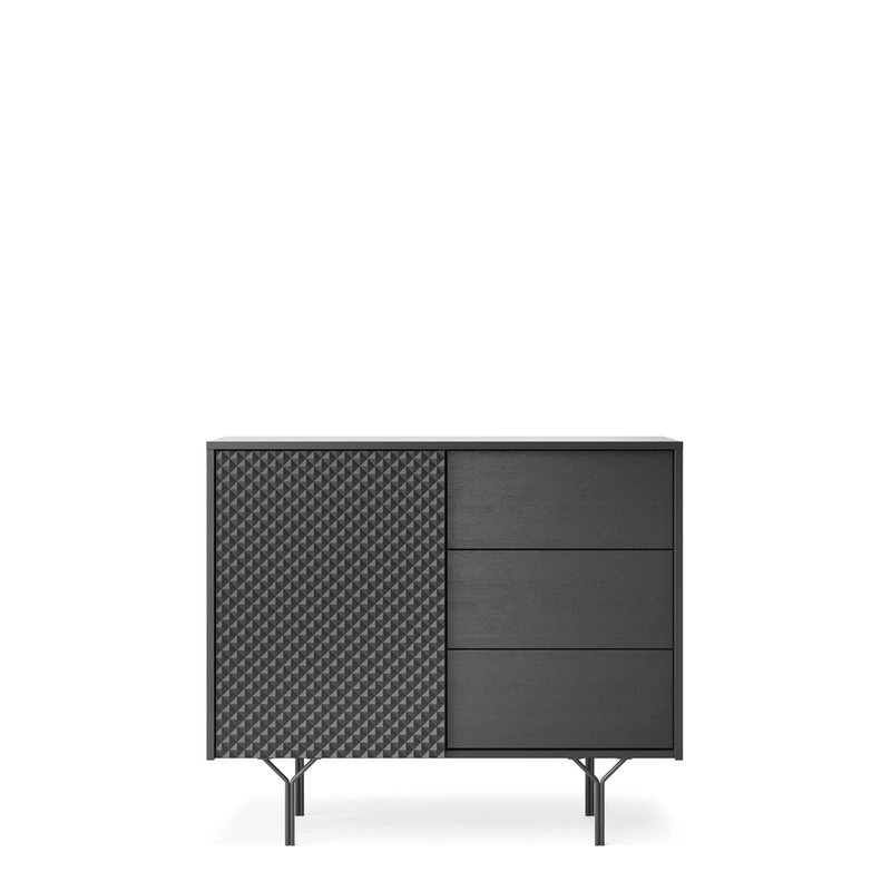 Nowoczesna czarna komoda z szufladami 97 cm RODOS