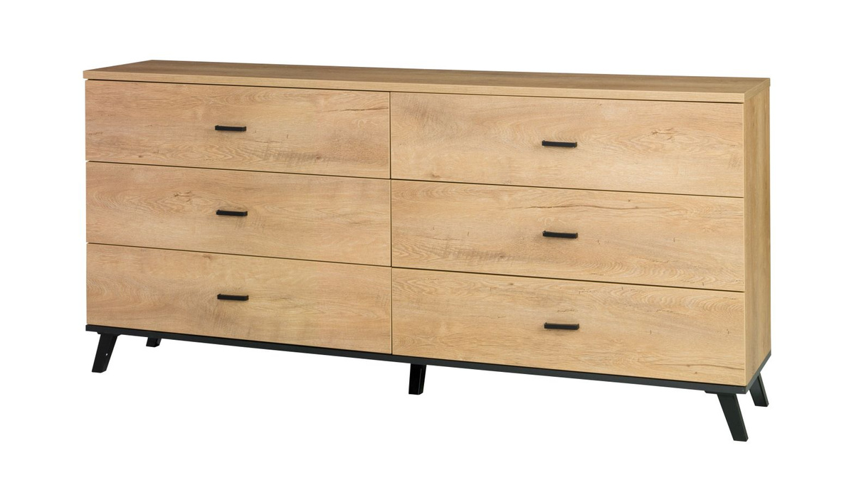 Pojemna komoda z szufladami dąb lefkas jasny 181 cm JOHNY