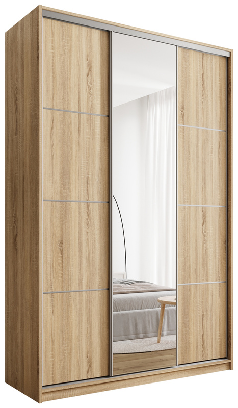 Szafa przesuwna z lustrem 150 cm TOP MAX dąb sonoma