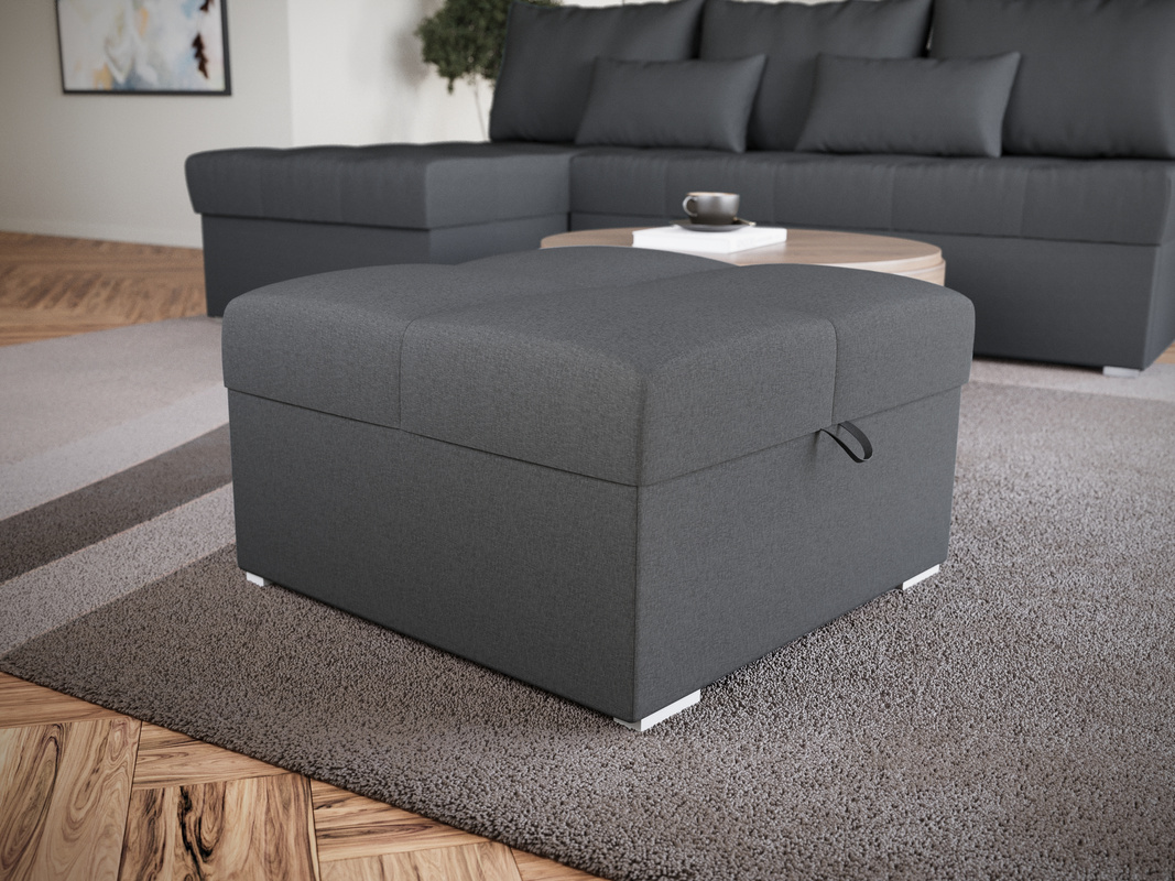 Szara pufa ze schowkiem do salonu HOT