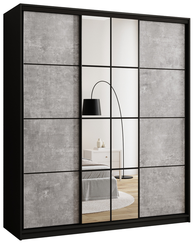 Szafa przesuwna do sypialni 180 cm z lustrem i drążkami EDGE