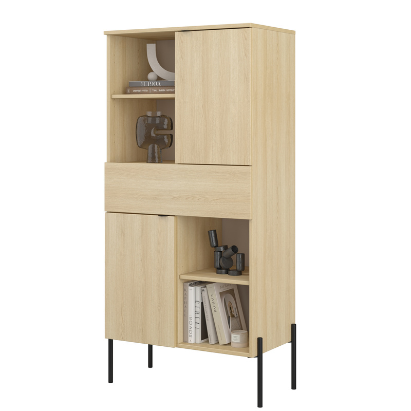 Wysoka dwudrzwiowa komoda z szufladą ORE dąb lindberg