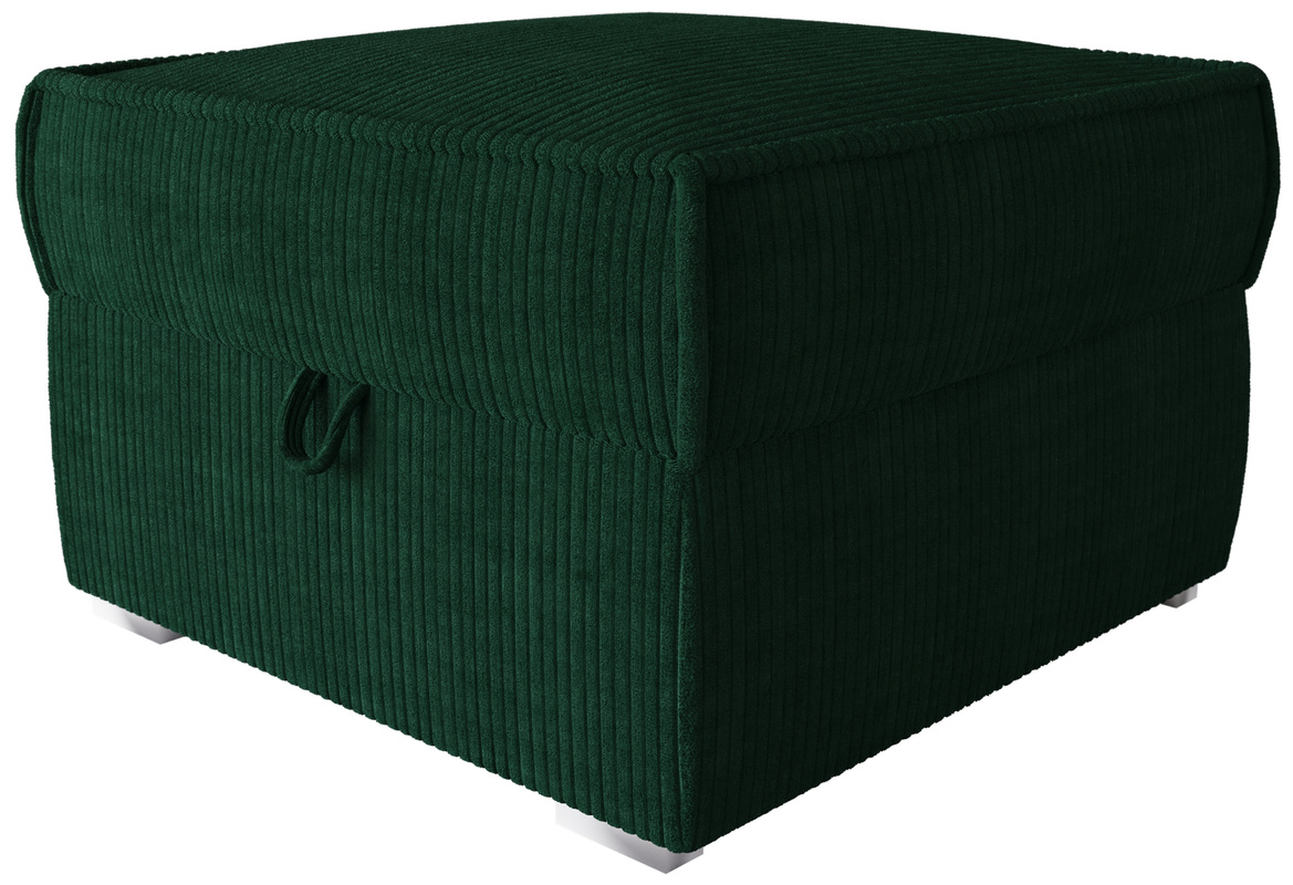 Zielona sztruksowa pufa ze schowkiem do salonu TOP