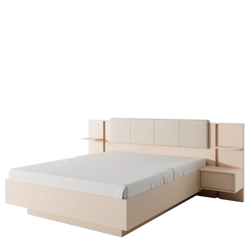 Łóżko 160x200 cm z pojemnikiem i stolikami nocnymi DESIO
