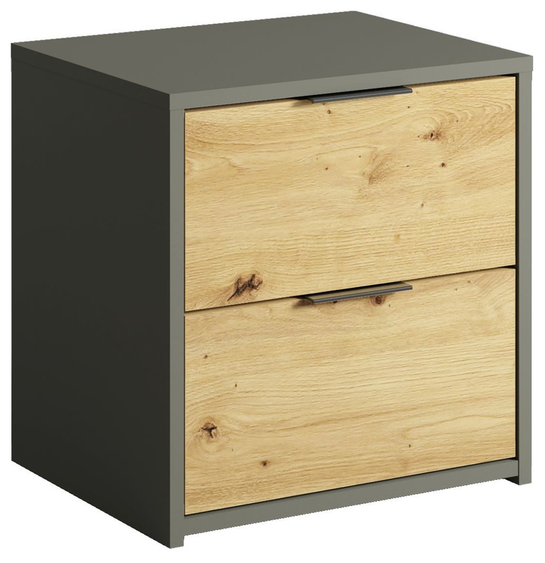 Stolik nocny do sypialni z szufladami RUSTICA szary grafit