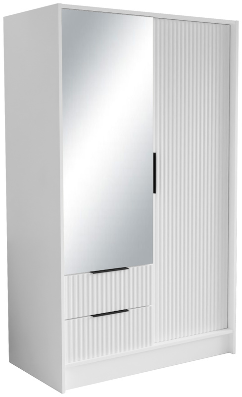 Biała dwudrzwiowa szafa uchylna 102 cm z półkami NEXUS