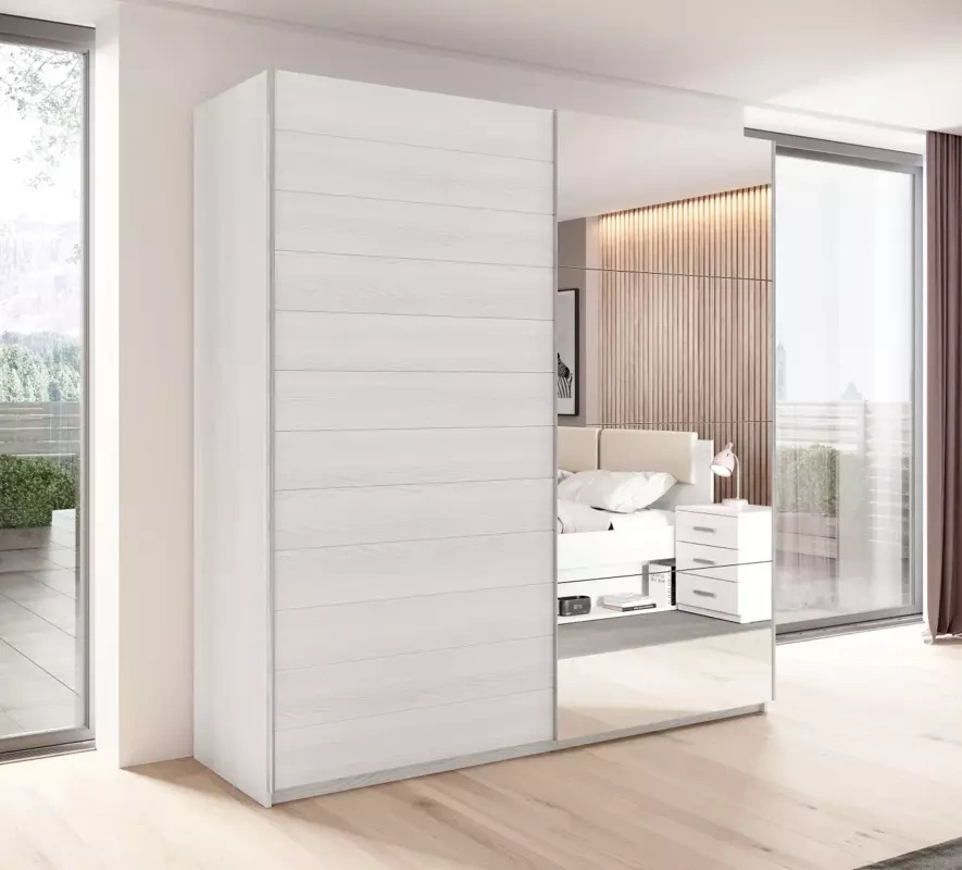 Duża szafa przesuwna z lustrem 270 cm jesion abisko GALACTIC