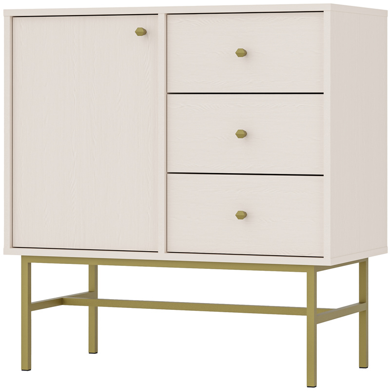 Beżowa komoda do salonu z drzwiami i szufladami 84 cm TOKEN