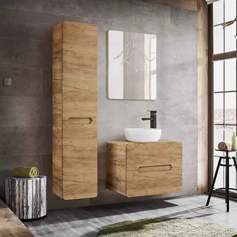 Zestaw nowoczesnych mebli łazienkowych dąb craft AURELIO