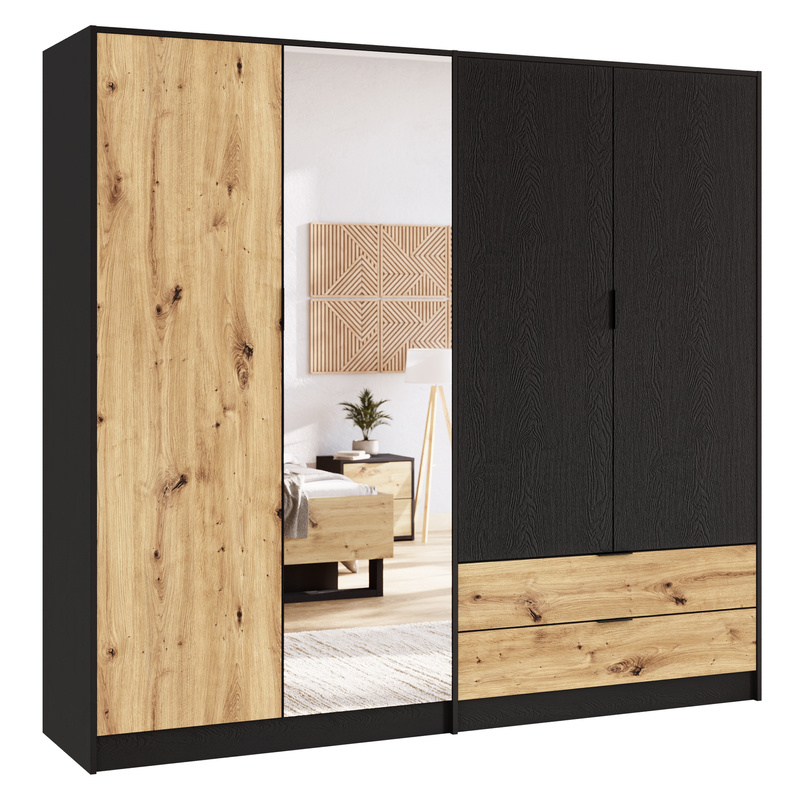 Szafa 220 cm do sypialni czterodrzwiowa UTOPIA z szufladami