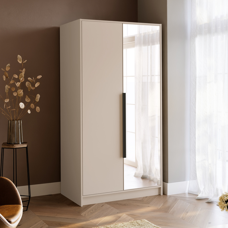 Szafa na ubrania z lustrem 100 cm LESTO do przedpokoju