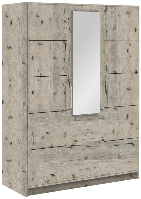 Szafa trzydrzwiowa 147 cm z szufladami i półkami BILL