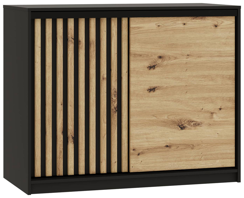 Mała komoda przesuwna 120 cm z lamelami i szufladami LOFT